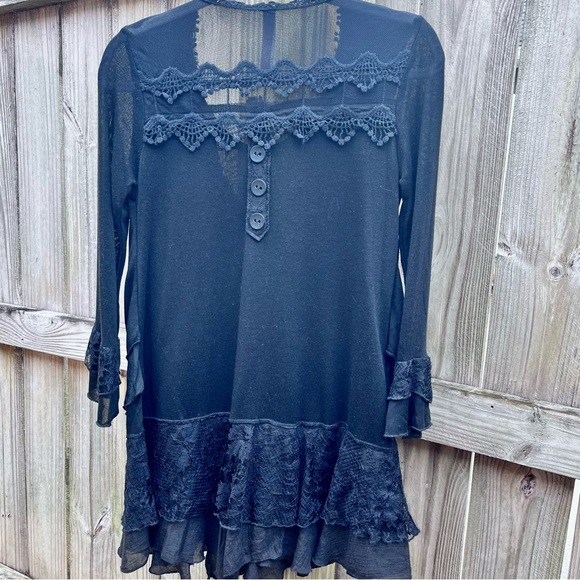 PRETTY ANGEL Size Small Tunic Boho Festival Layered Lace Slip On Top - Picture 4 of 6